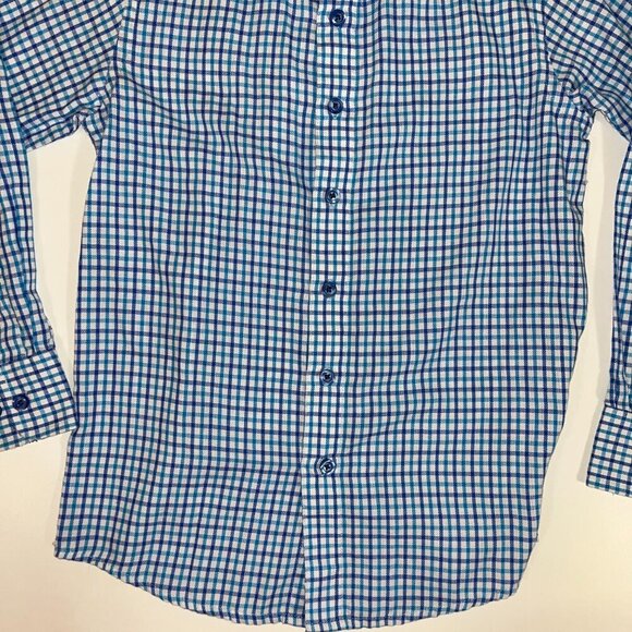 Newberry Shirt Boys Size 8 Blue White Plaid Cotton Collar Button Down Casual - Picture 5 of 8